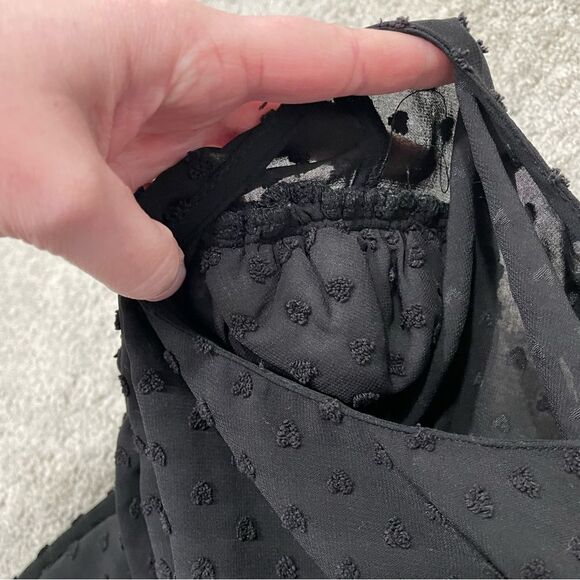 Zara Sheer Heart Polk Dot Shoulder Bow Blouse Size M - Picture 8 of 13